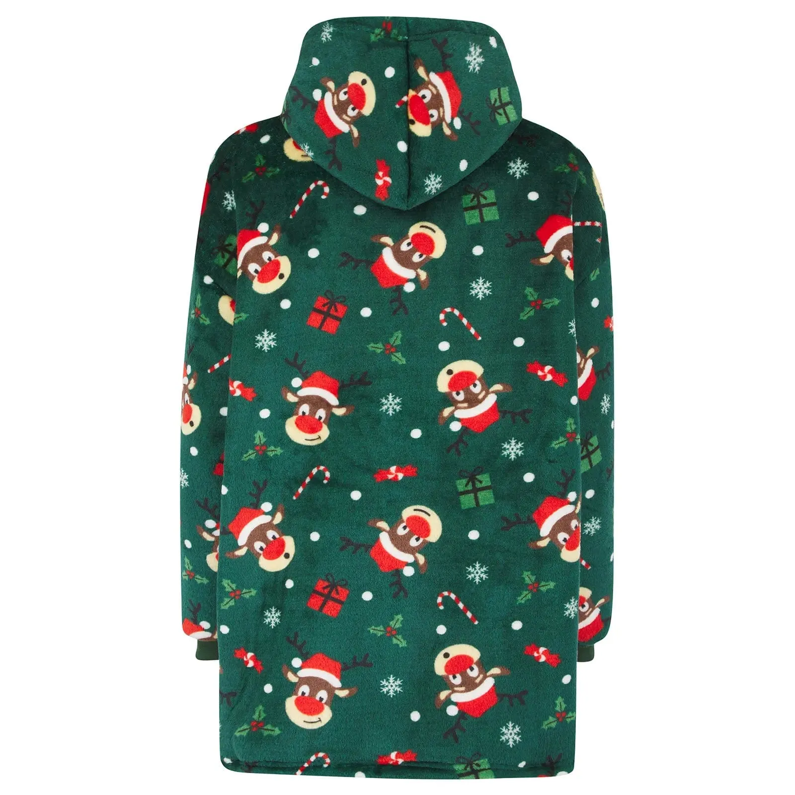 Kids Christmas Hoodie Blanket Festive Fleece Hooded Top One Size