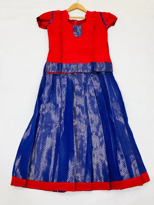 Lovely Red Color Silk Langa Set For Girls