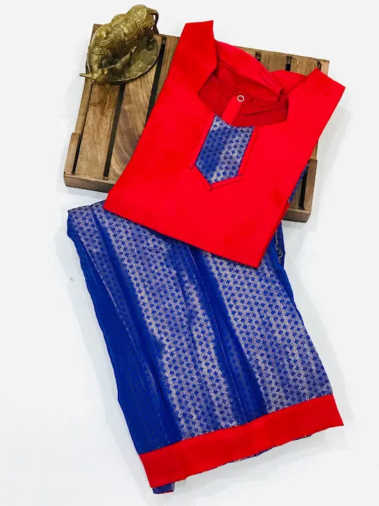 Lovely Red Color Silk Langa Set For Girls