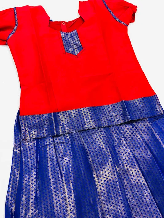 Lovely Red Color Silk Langa Set For Girls