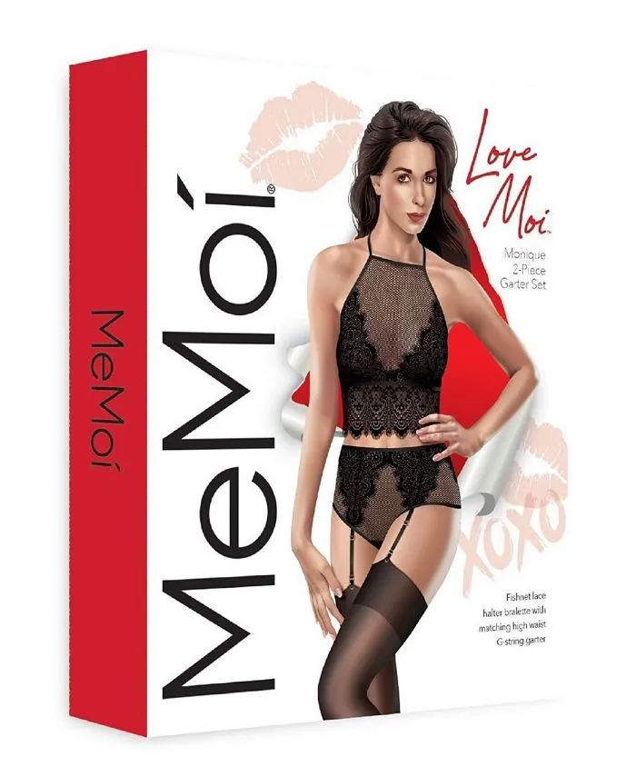 MeMoi Women's Monique Garter Set 2 Piece, Black