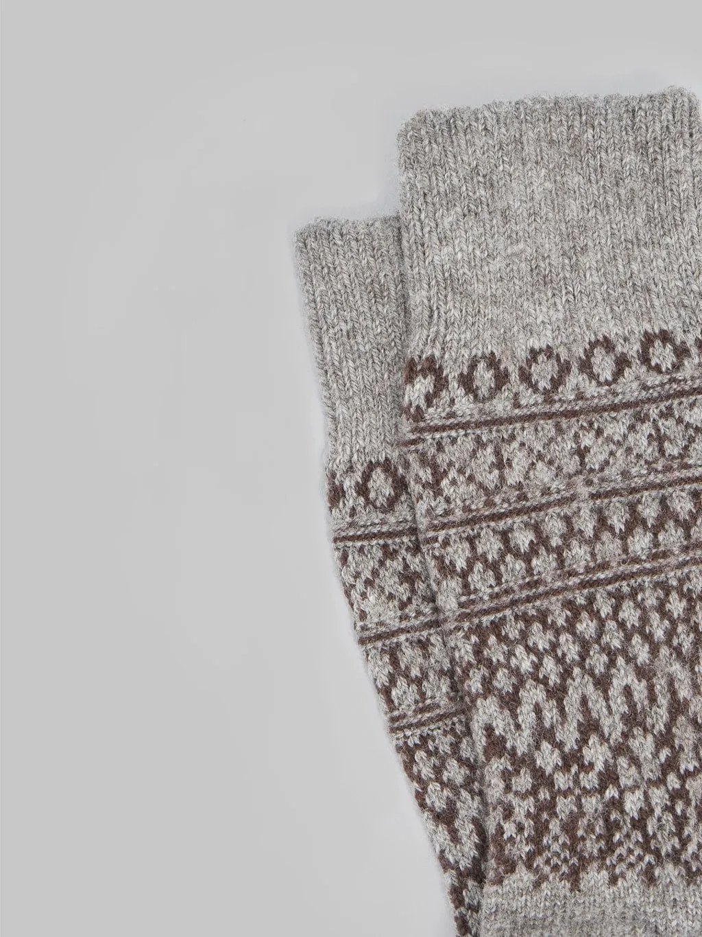 Nishiguchi Kutsushita Wool Jacquard Socks Grey