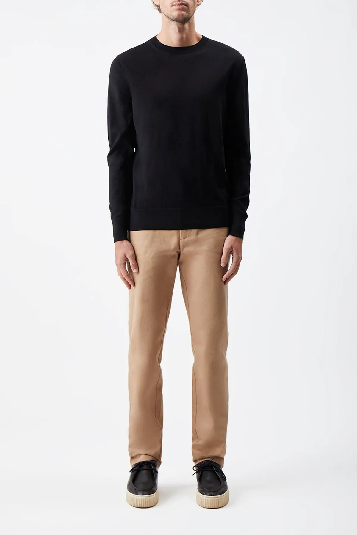 Palco Knit Crewneck in Black Merino Wool