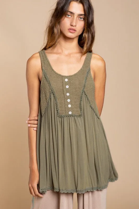 Perfect Flowy Fit Thermal Knit Paneled Tank Top *Online Only*