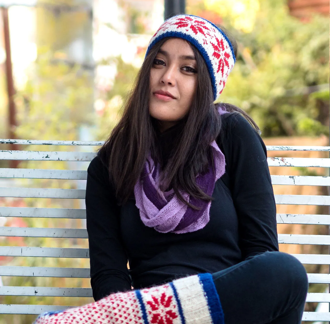 Pure  Woolen Snow Flake Sherpa Winter Head Band