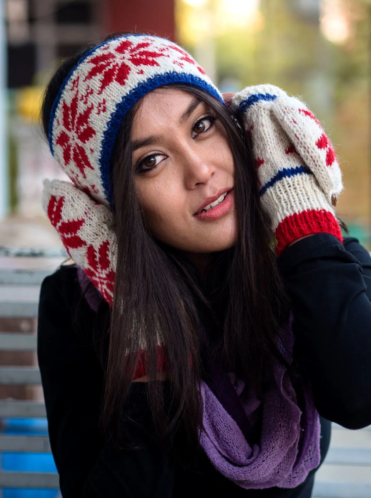 Pure  Woolen Snow Flake Sherpa Winter Head Band
