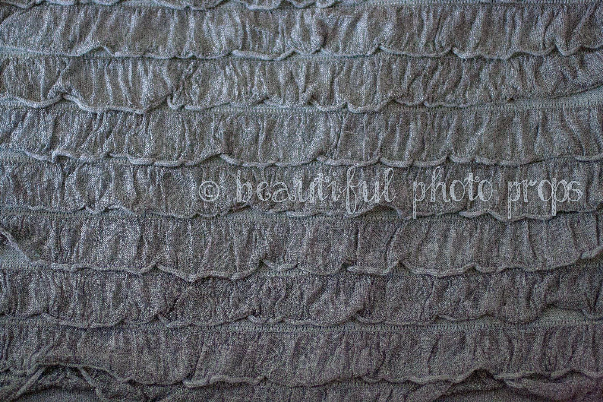 Ruffle Stretch Knit Wrap in Dark Gray