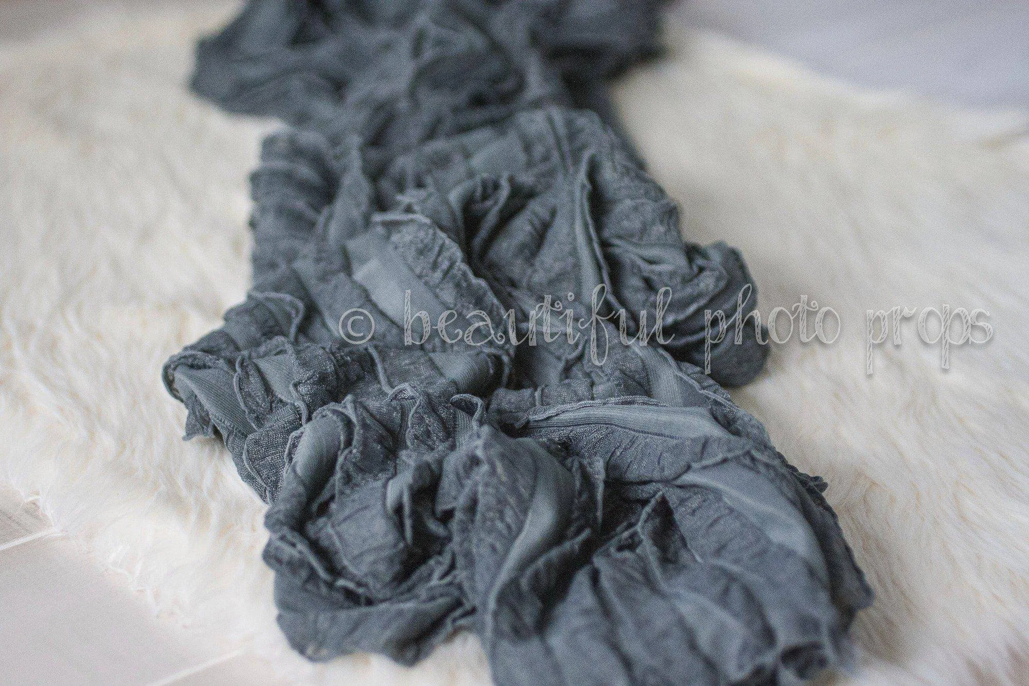 Ruffle Stretch Knit Wrap in Dark Gray