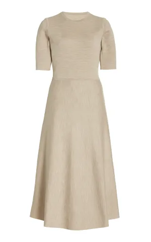 Seymore Knit Midi Dress in Oatmeal Merino Wool Cashmere