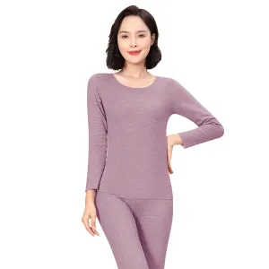 Sidiou Group Winter Woolen Silk Warm Soft Stretch Long Johns For Men And Women 2 Piece Bottoming Shirt And Leggings Thermal Underwear Set