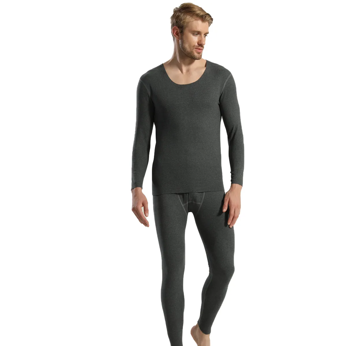 Sidiou Group Winter Woolen Silk Warm Soft Stretch Long Johns For Men And Women 2 Piece Bottoming Shirt And Leggings Thermal Underwear Set
