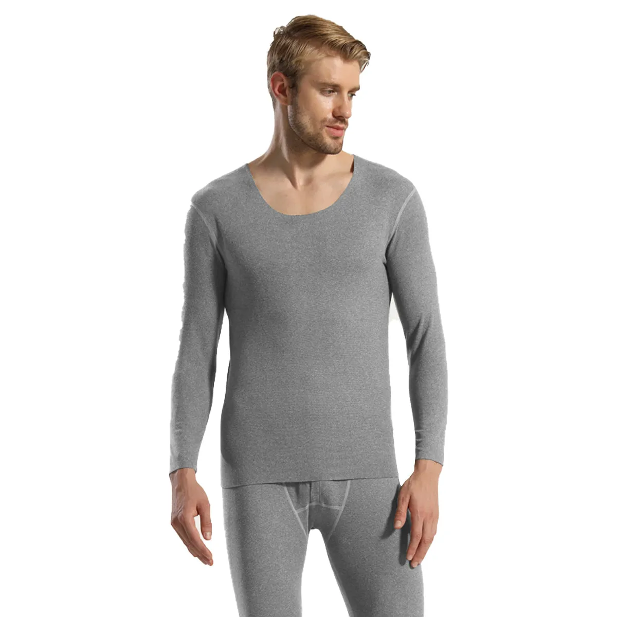Sidiou Group Winter Woolen Silk Warm Soft Stretch Long Johns For Men And Women 2 Piece Bottoming Shirt And Leggings Thermal Underwear Set