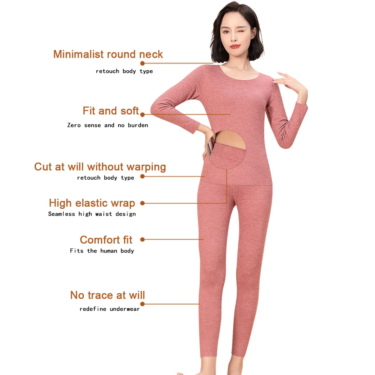 Sidiou Group Winter Woolen Silk Warm Soft Stretch Long Johns For Men And Women 2 Piece Bottoming Shirt And Leggings Thermal Underwear Set