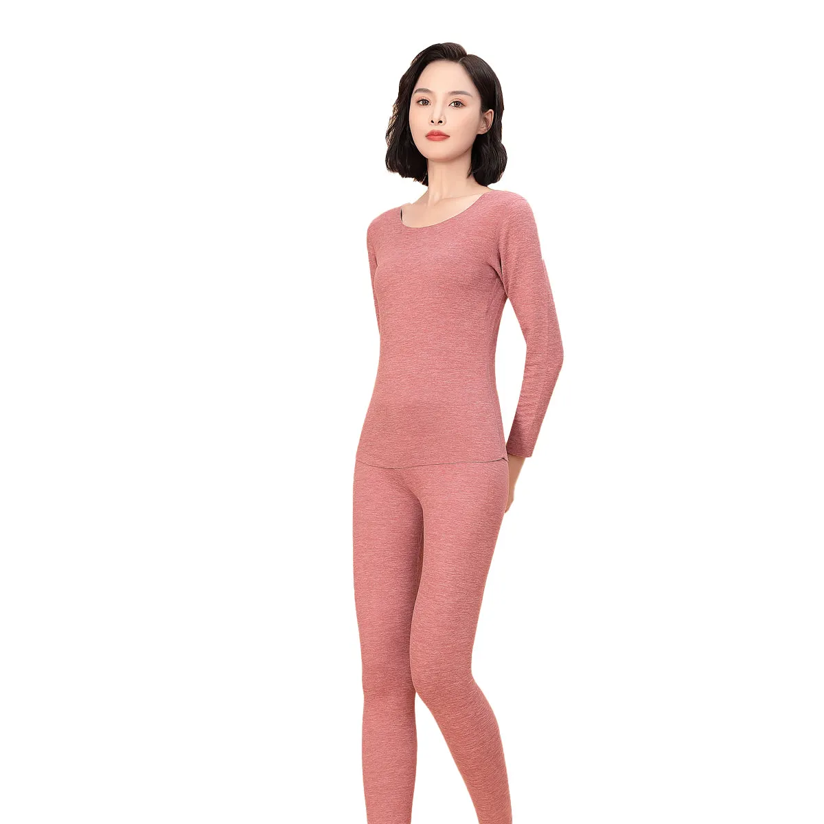 Sidiou Group Winter Woolen Silk Warm Soft Stretch Long Johns For Men And Women 2 Piece Bottoming Shirt And Leggings Thermal Underwear Set