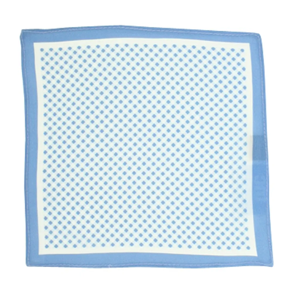 Silk Sky Blue Checkered Pocket Square