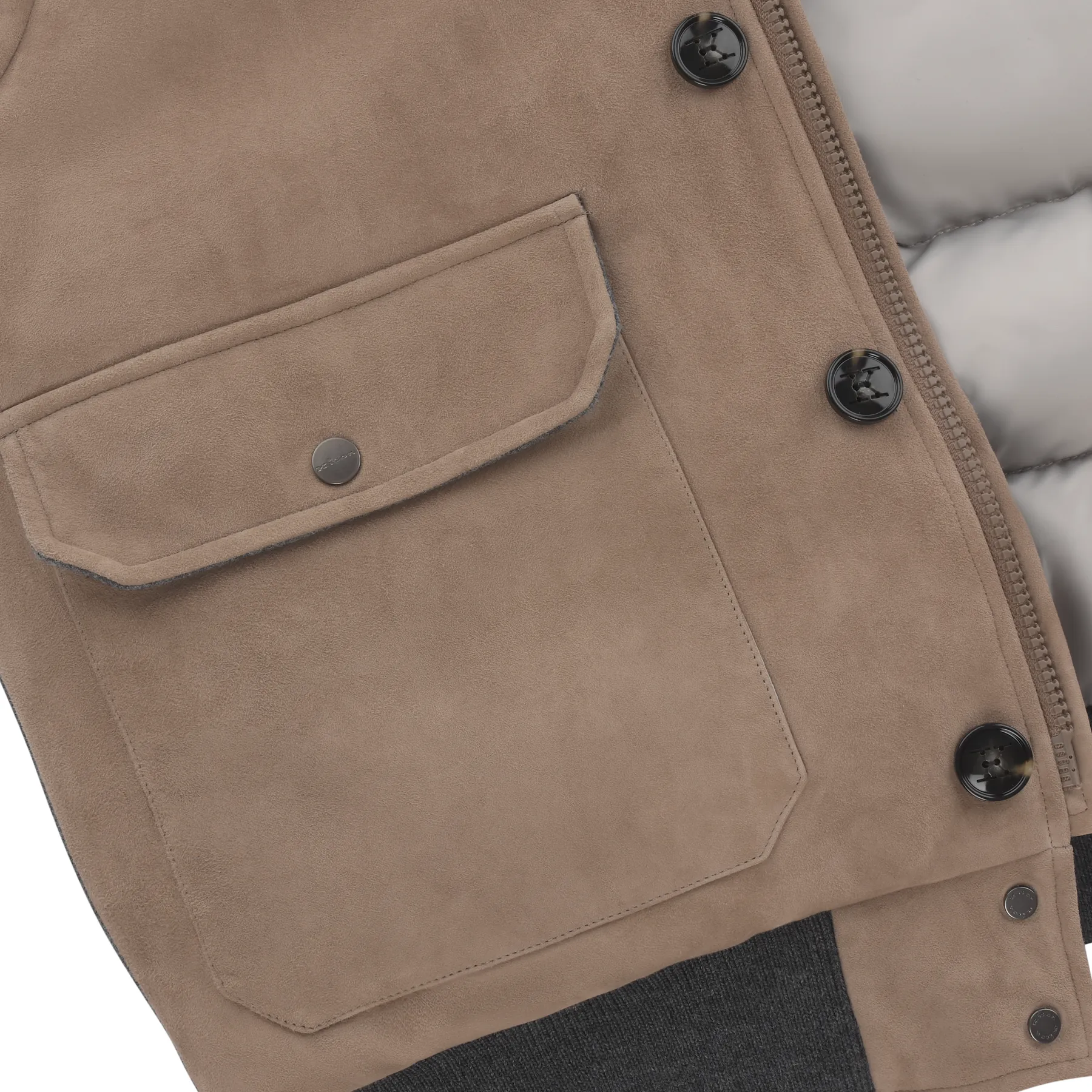 Suede and Wool Padded Vest in Beige