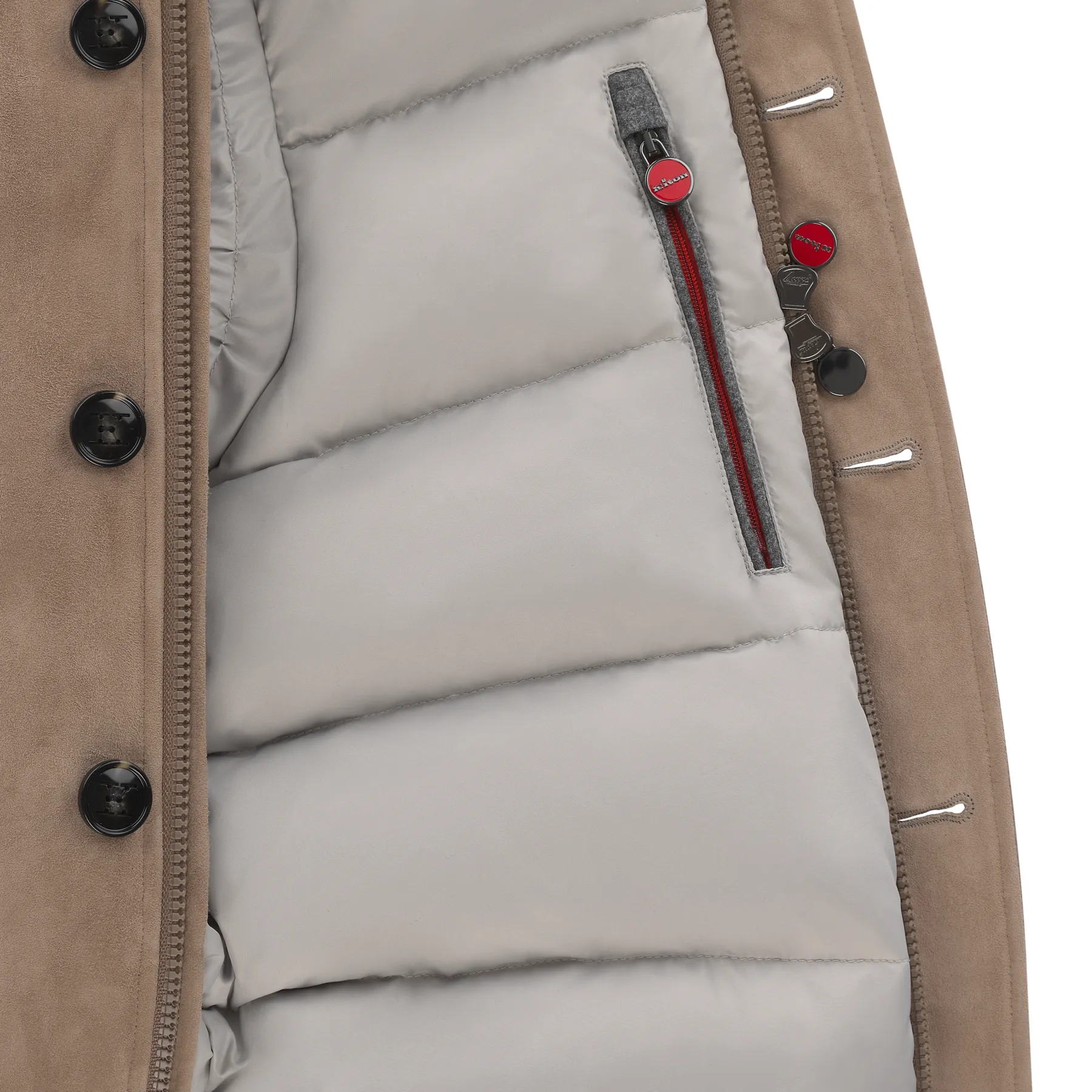 Suede and Wool Padded Vest in Beige