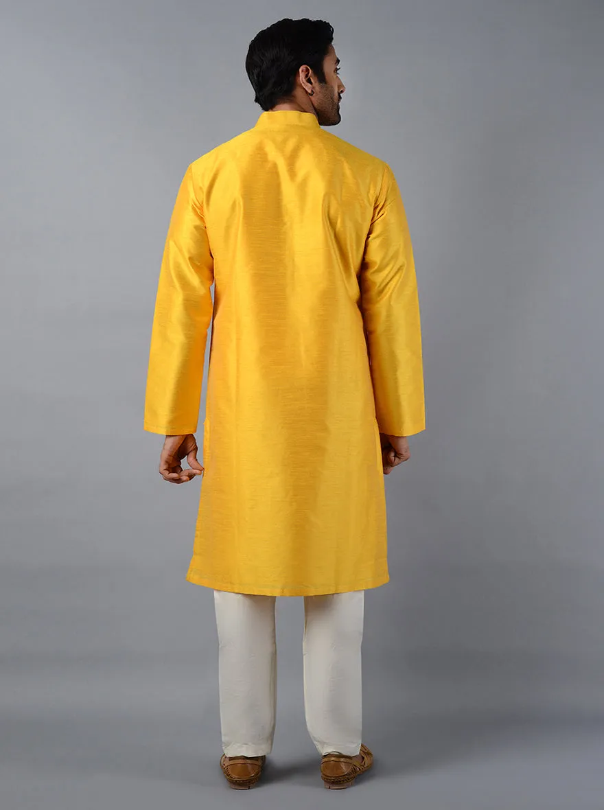 Sunny Yellow Solid Regular Fit Kurta Set | Azania