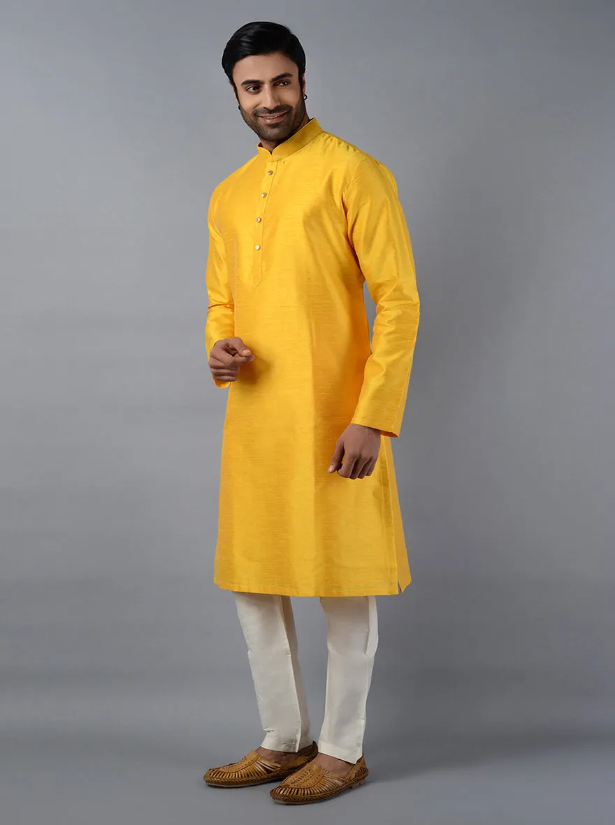 Sunny Yellow Solid Regular Fit Kurta Set | Azania