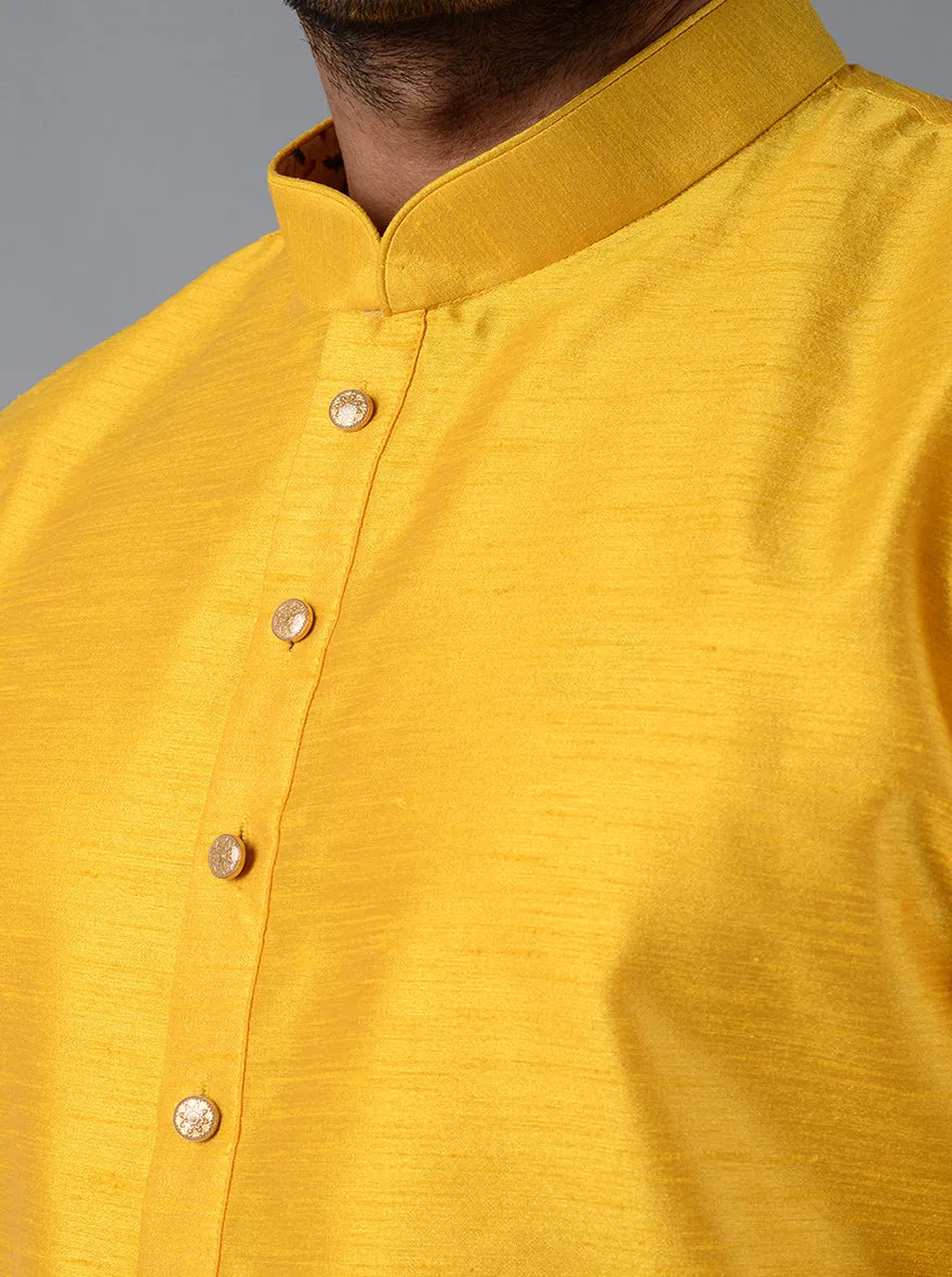 Sunny Yellow Solid Regular Fit Kurta Set | Azania