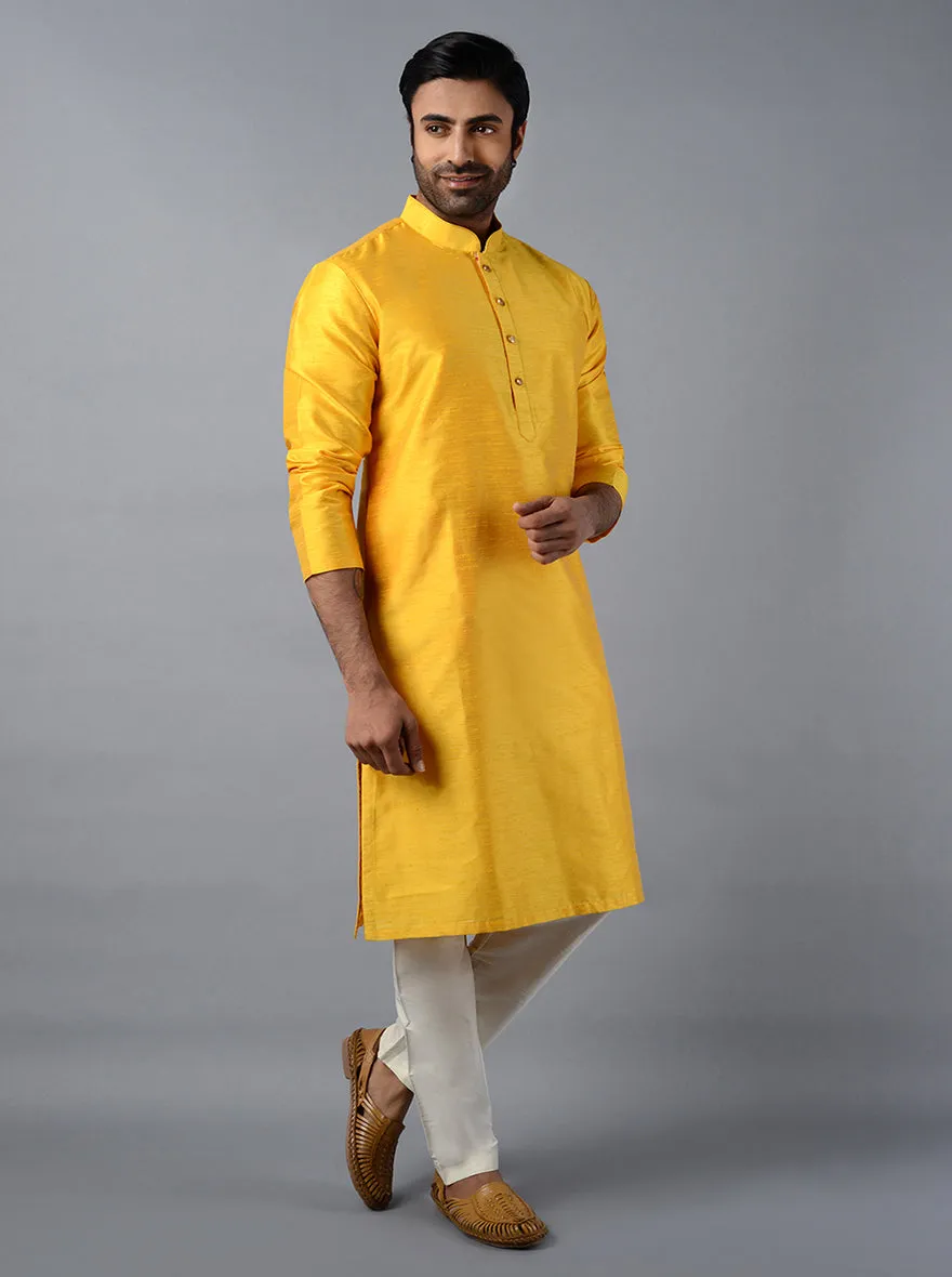 Sunny Yellow Solid Regular Fit Kurta Set | Azania