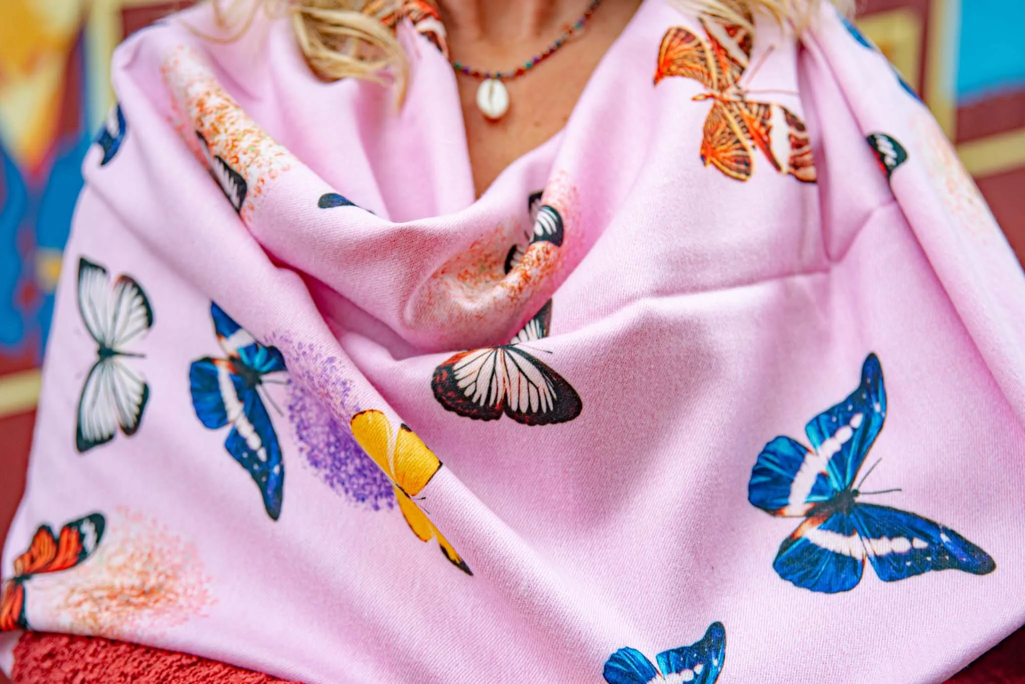 Tantilly classic scarf- pink butterfly