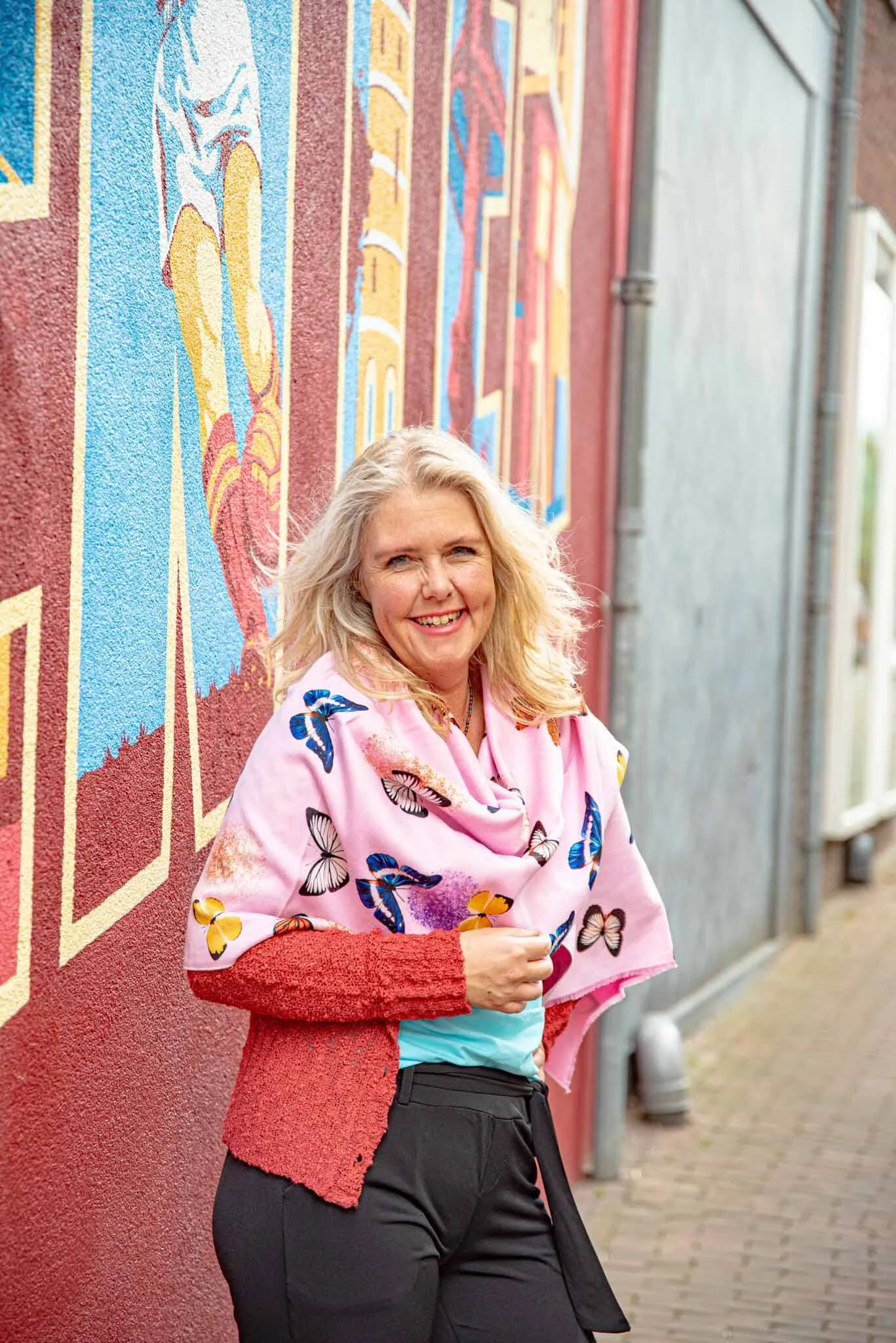 Tantilly classic scarf- pink butterfly