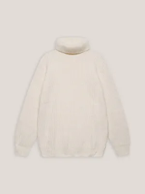Turtleneck in bouclè wool - Ecru