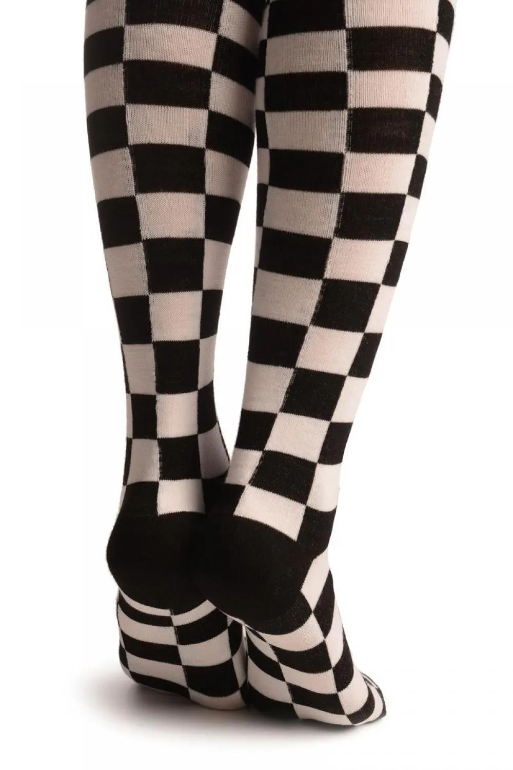 White & Black Checkered With Red Satin Bow