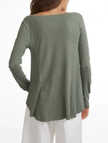 White   Warren - Flounce Open Crewneck Fatigue Heather