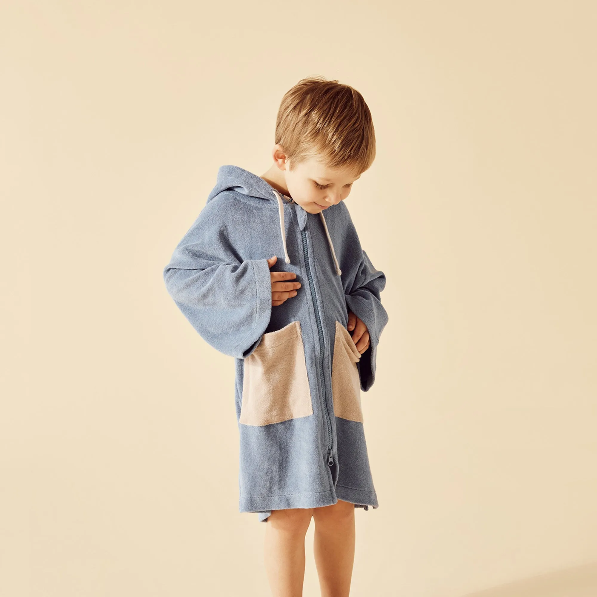 Wilson and Frenchy Dusty Blue Organic Terry Hooded Towel