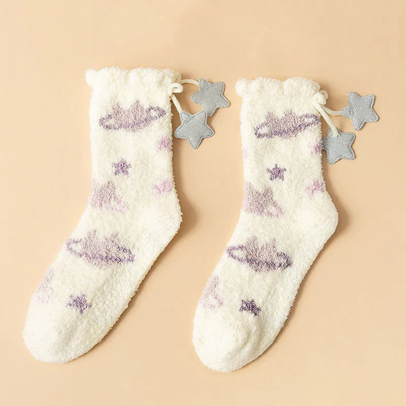 Winter Thick Women's Socks Japanese Sweet Girl Socks Coral Fleece Socks
