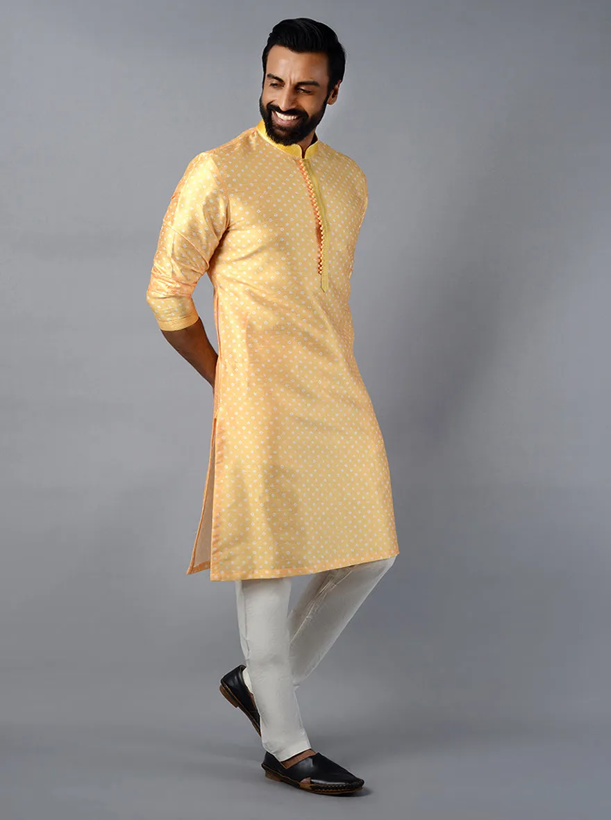 Yellow Printed Regular Fit Kurta Set | Azania