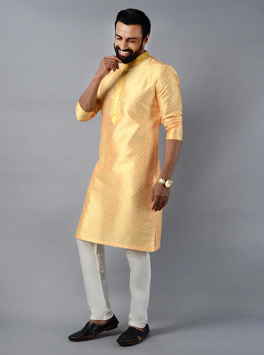 Yellow Printed Regular Fit Kurta Set | Azania