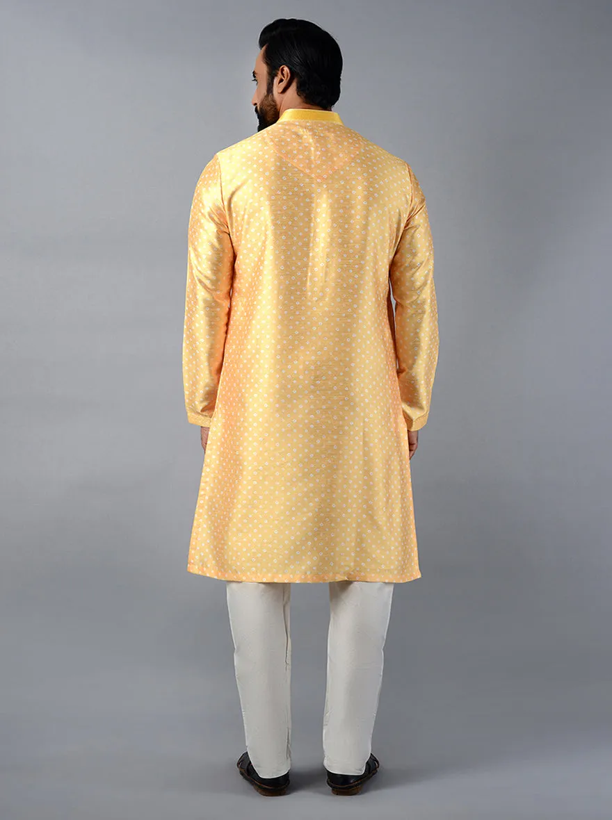 Yellow Printed Regular Fit Kurta Set | Azania
